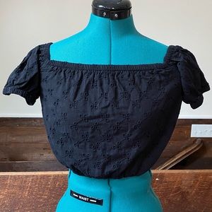 ASOS Clayton Eyelet Lace Cropped Peasant Top - Whimsigoth Fairycore